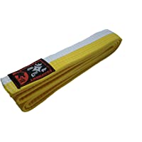 Budodrake Ju-Sports – Cinturón de Color Blanco de Semi Amarillo de Mitad de Rayas